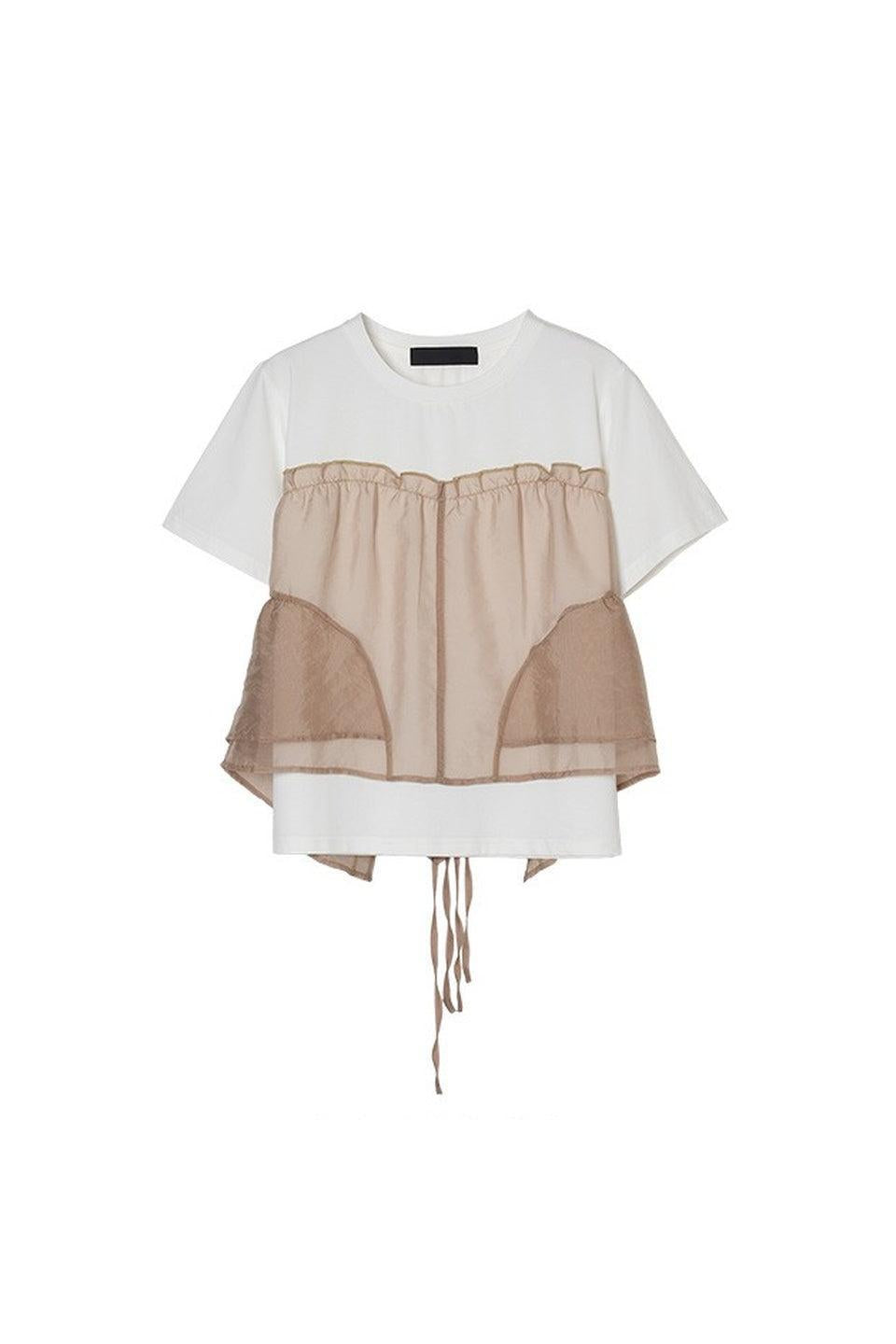 MICALLE MICALLE-Tulle Docking Short Sleeve Tee-NOWALL