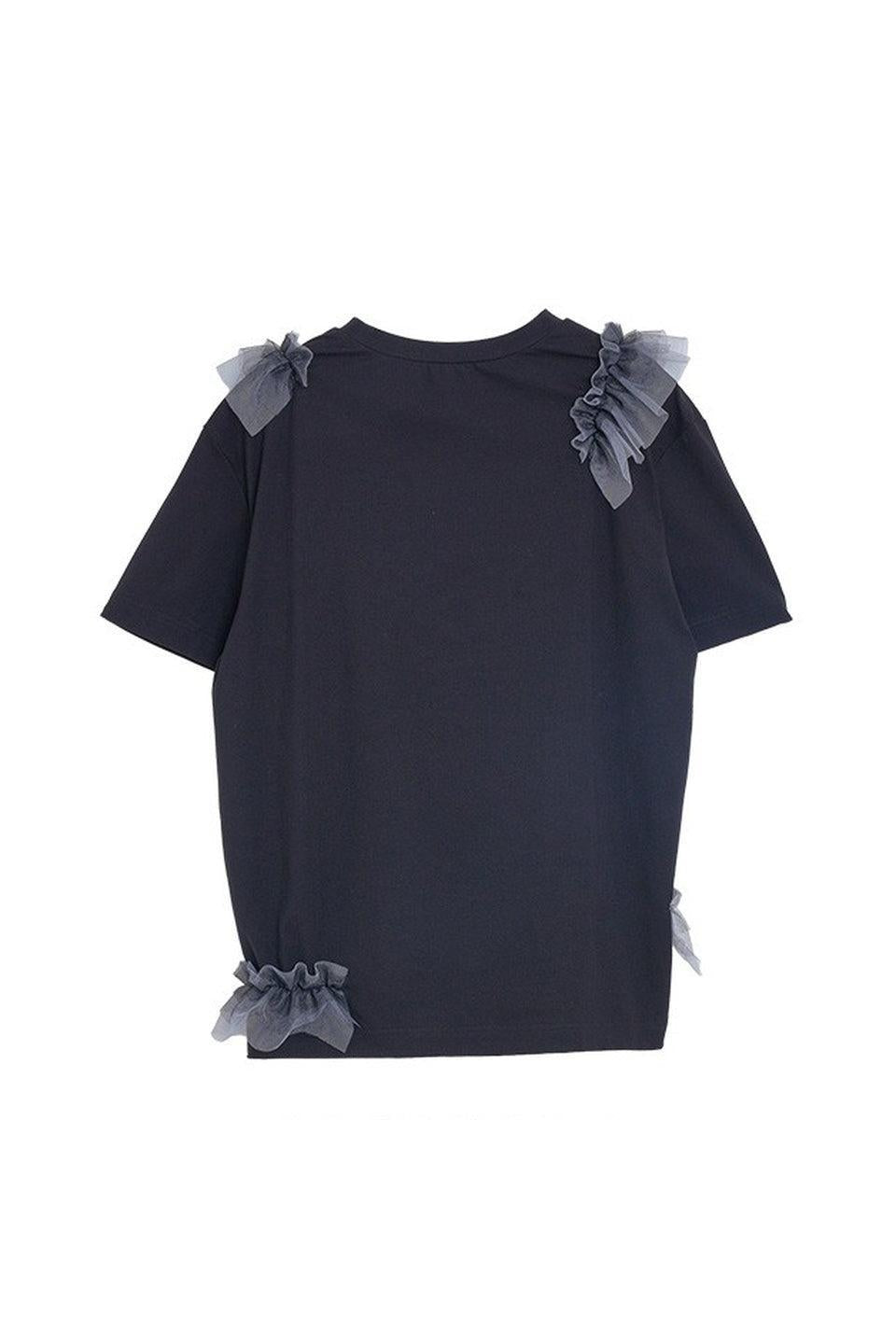 MICALLE MICALLE-Tulle Frill Draped Tee-NOWALL