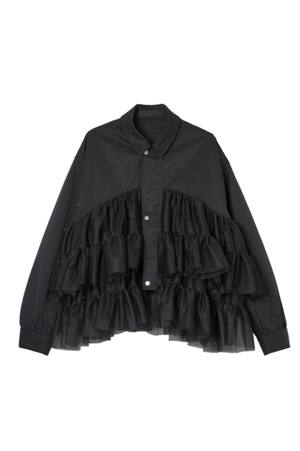 MICALLE MICALLE-Tulle Frill Zip Blouson-NOWALL