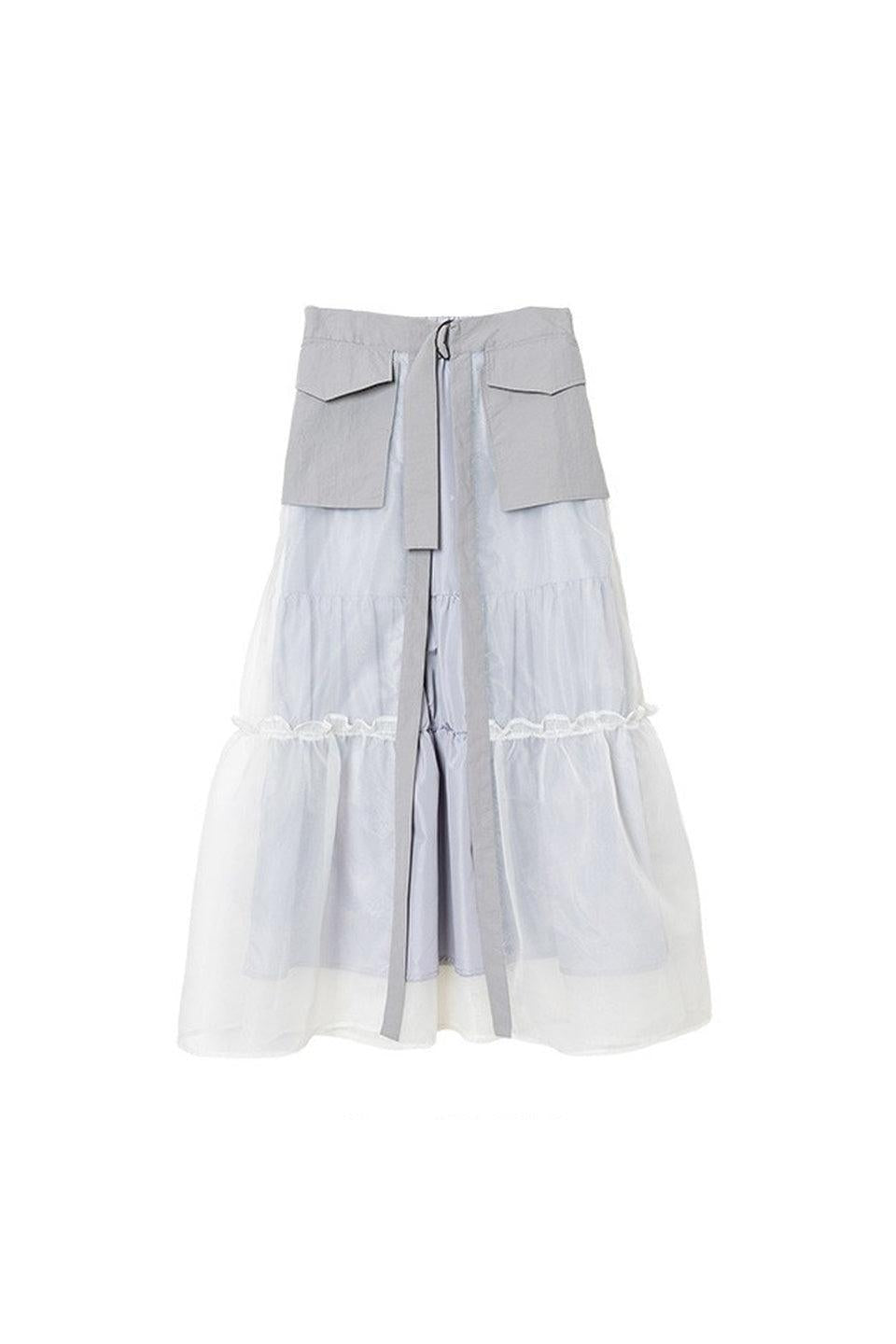 MICALLE MICALLE-Tulle Layered Long Skirt-NOWALL