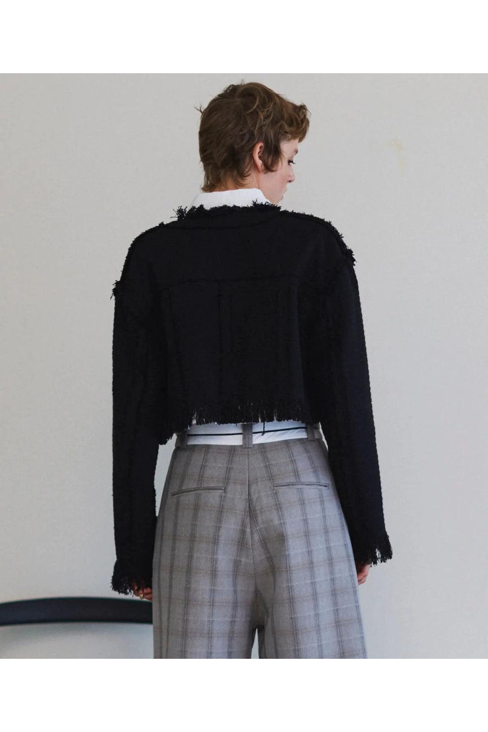 MAISON SPECIAL-Tweed Collarless Jacket-NOWALL