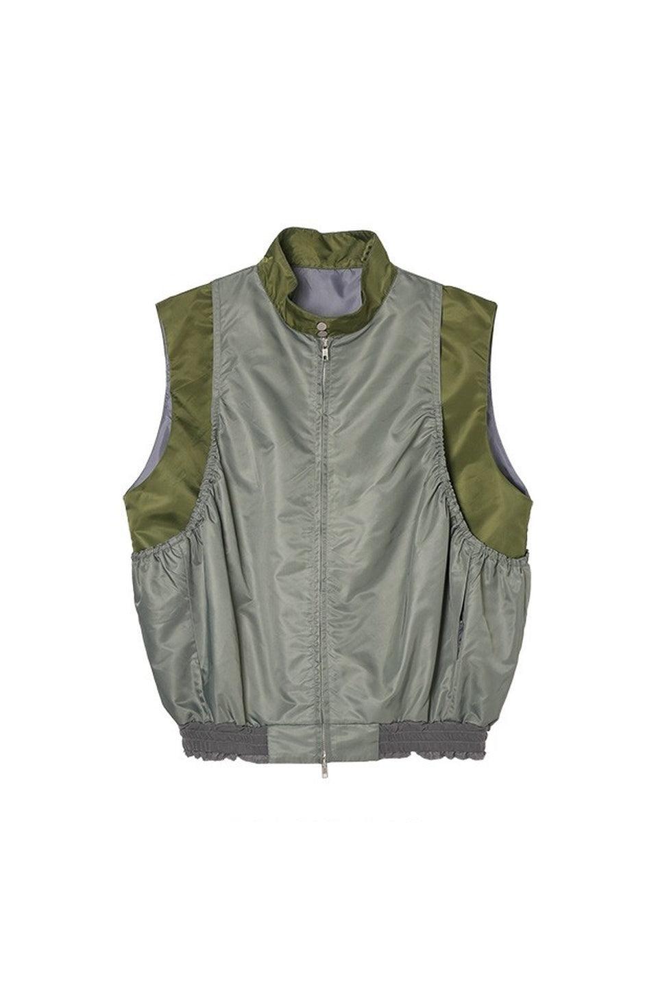 MICALLE MICALLE-Two Tone Nylon Zip Vest-NOWALL