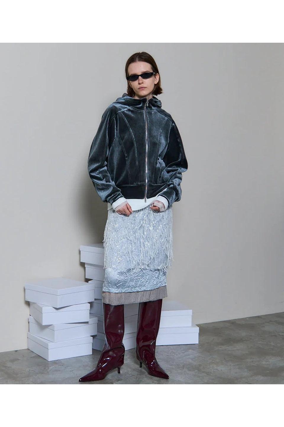 MAISON SPECIAL-Velour Cardboard Hoodie-NOWALL
