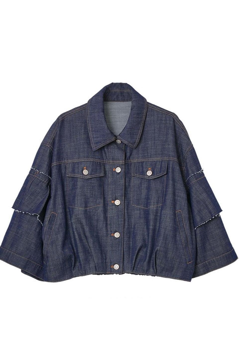 MICALLE MICALLE-Volume Sleeve Denim Jacket-NOWALL