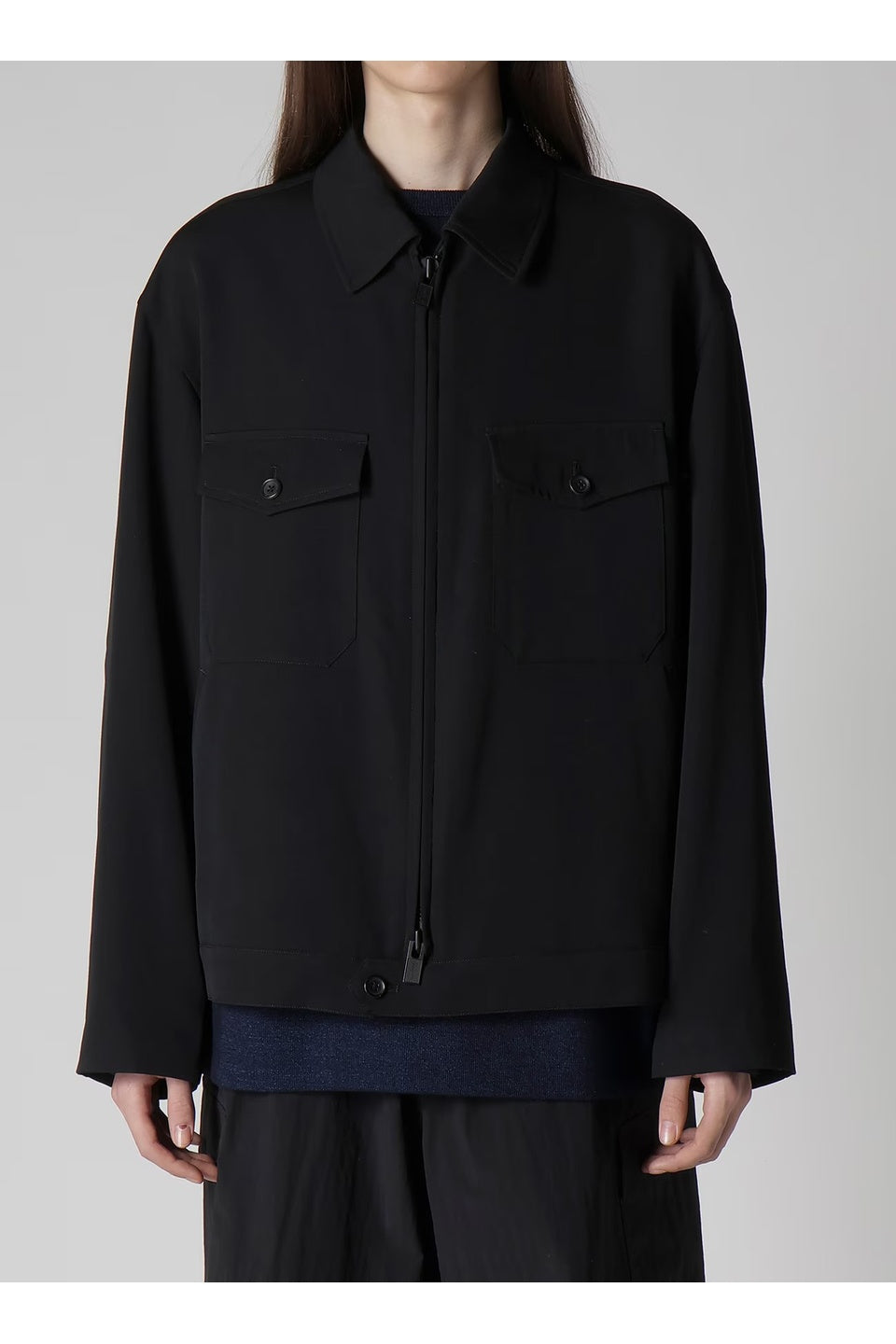 Y's for men-WOOL GABARDINE BLOUSON WITH FLAP POCKET-NOWALL