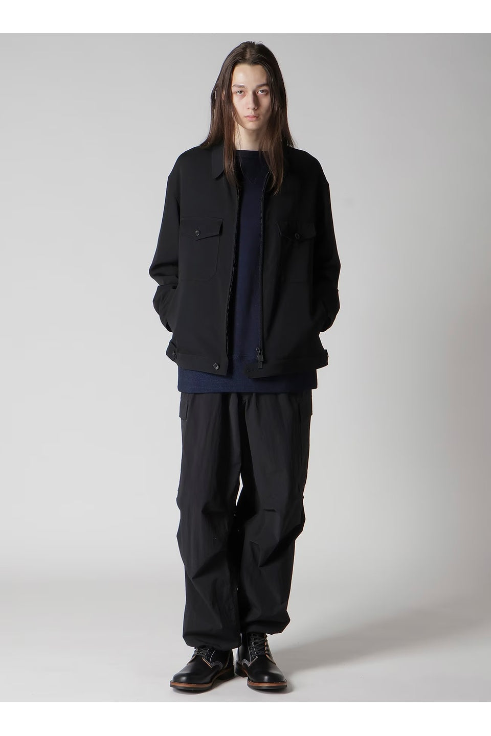 Y's for men-WOOL GABARDINE BLOUSON WITH FLAP POCKET-NOWALL