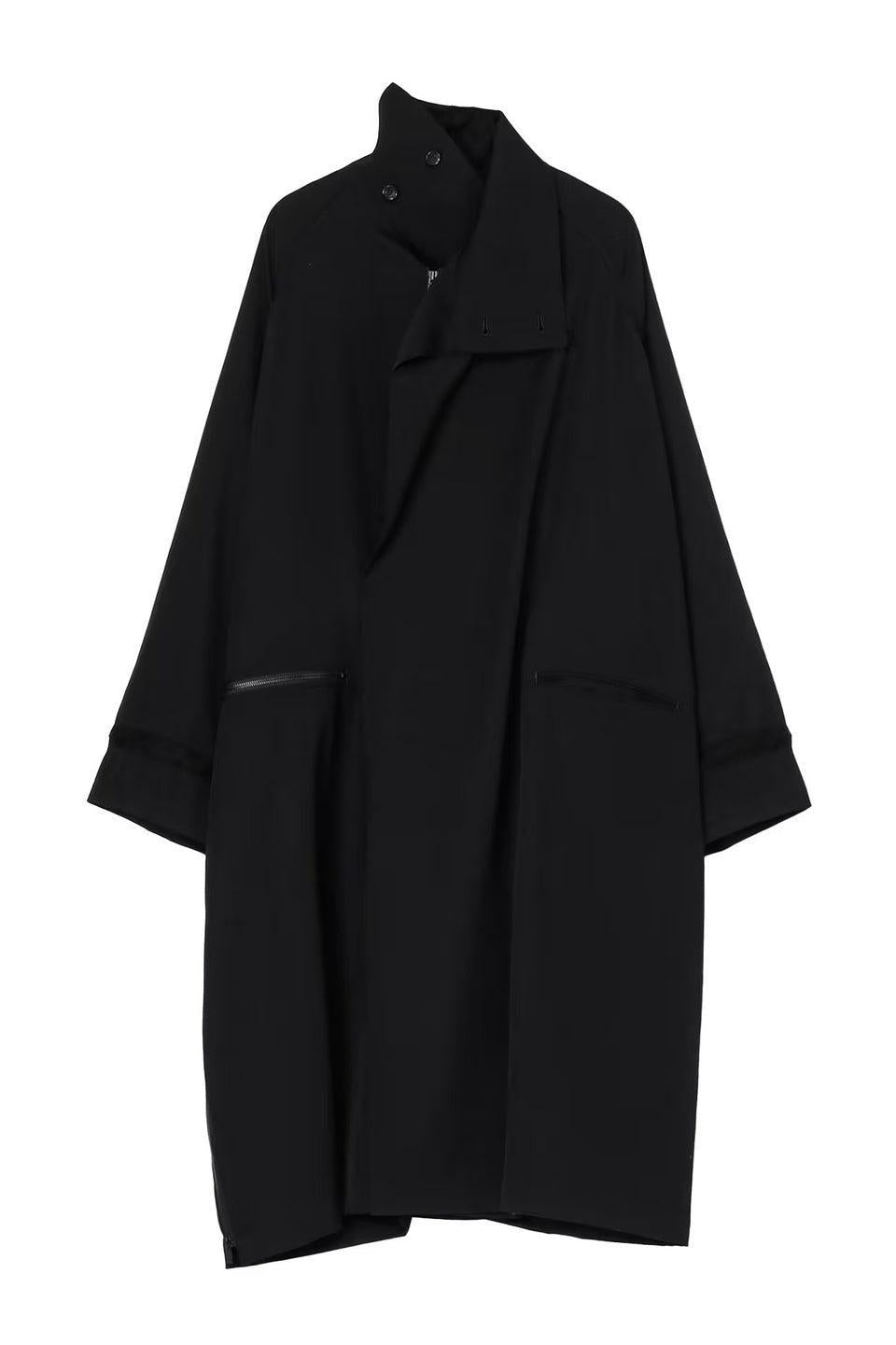 WOOL GABARDINE CROSS SHAPED ZIPPER COAT