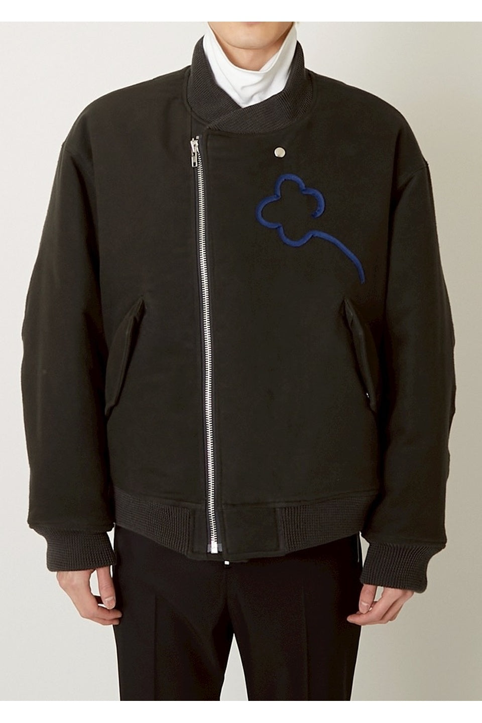 ALMOSTBLACK-WOVEN CODE EMBROIDERY BLOUSON-NOWALL