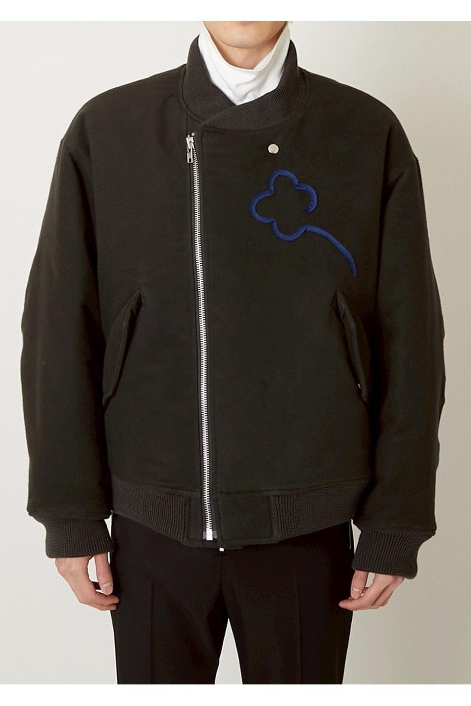 ALMOSTBLACK-WOVEN CODE EMBROIDERY BLOUSON-NOWALL