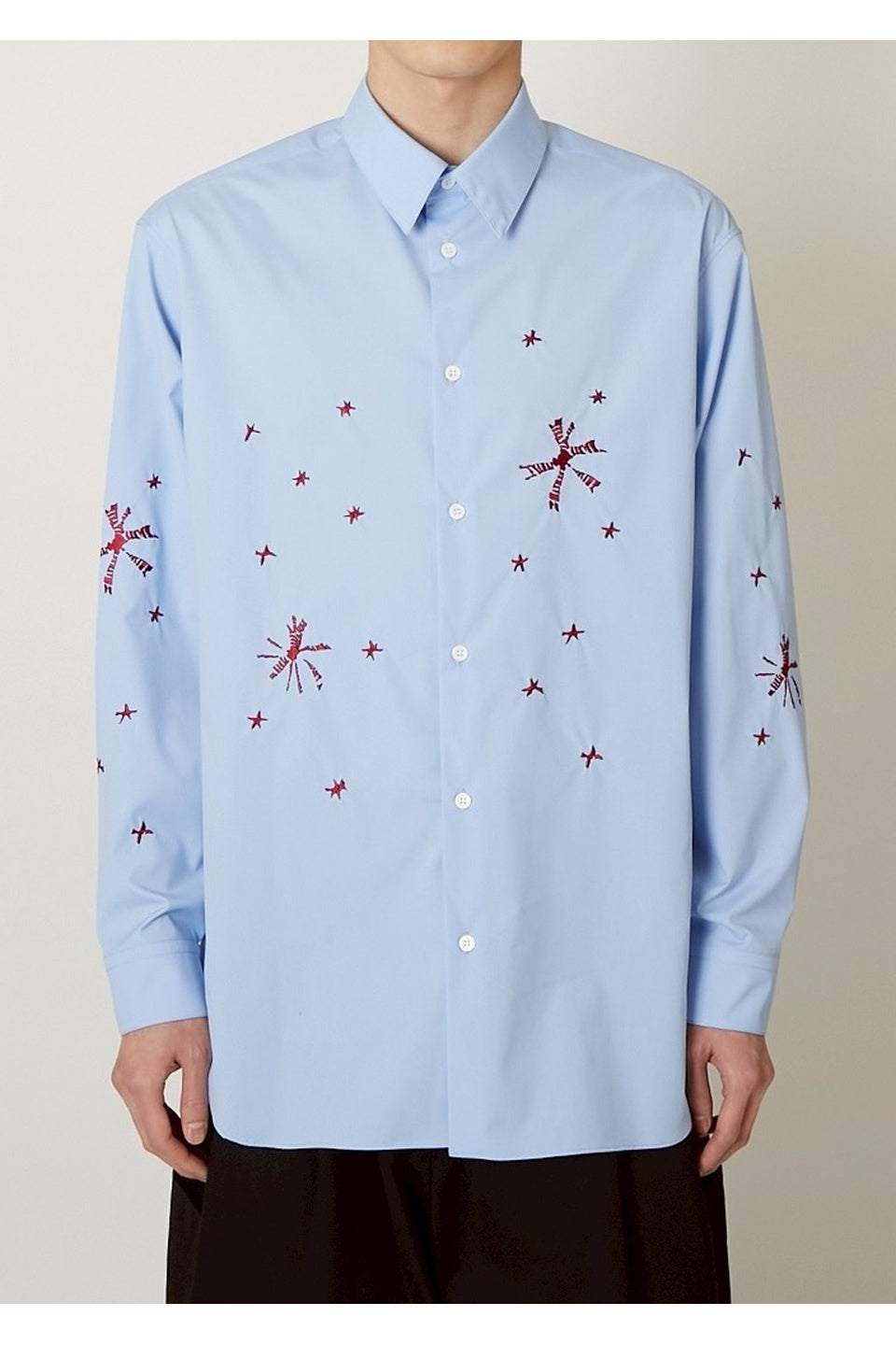 ALMOSTBLACK-WOVEN SHIBORI EMBROIDERY SHIRTS-NOWALL