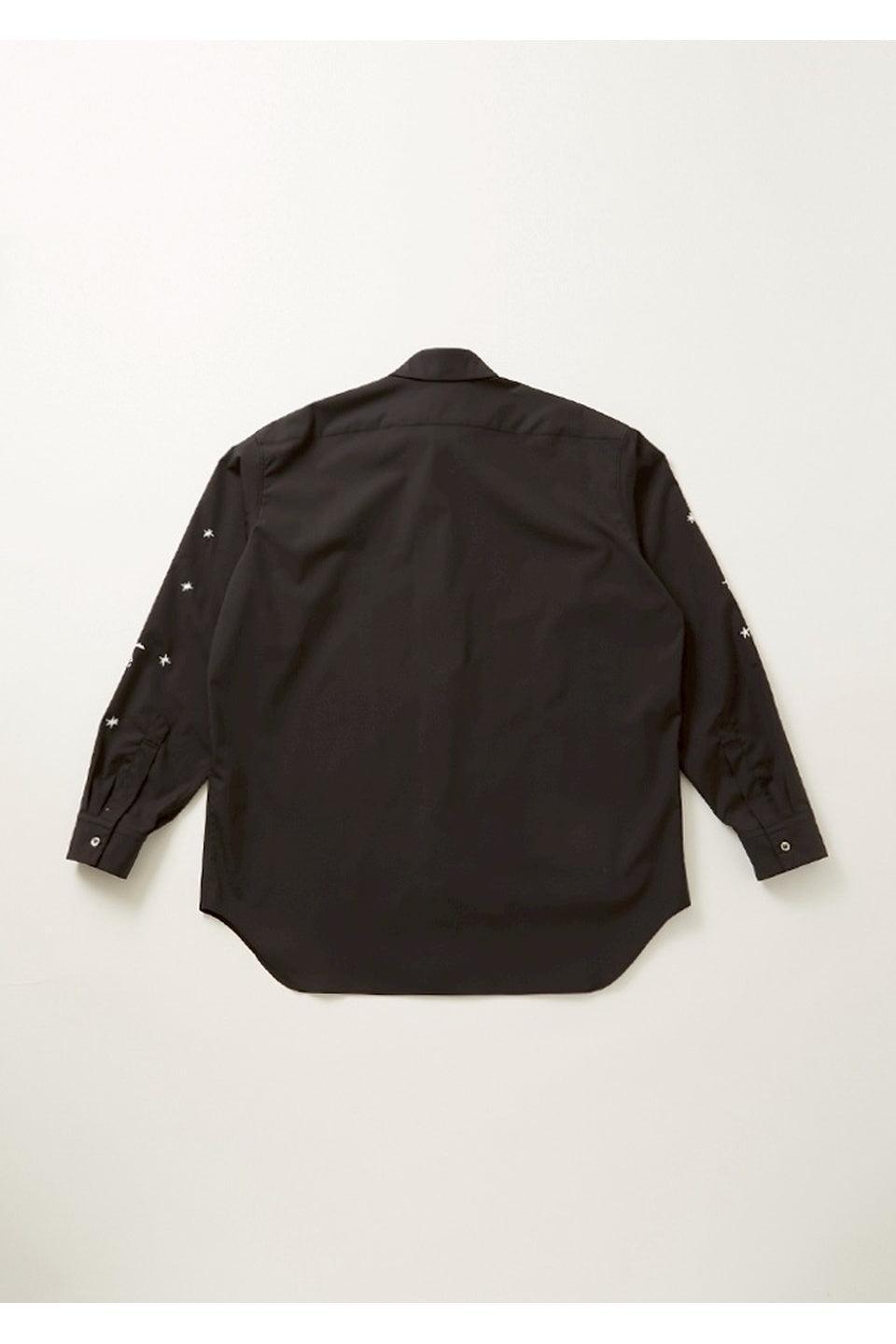 ALMOSTBLACK-WOVEN SHIBORI EMBROIDERY SHIRTS-NOWALL