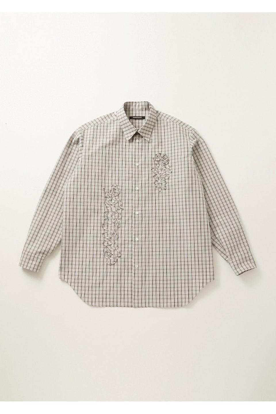 ALMOSTBLACK-WVN CODE EMBROID DR SHIRT-NOWALL