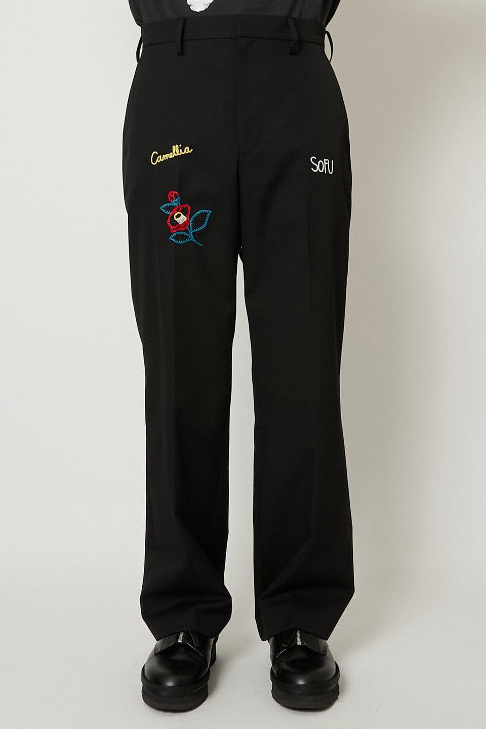 ALMOSTBLACK-WVN EMBROIDERY SLACKS-NOWALL