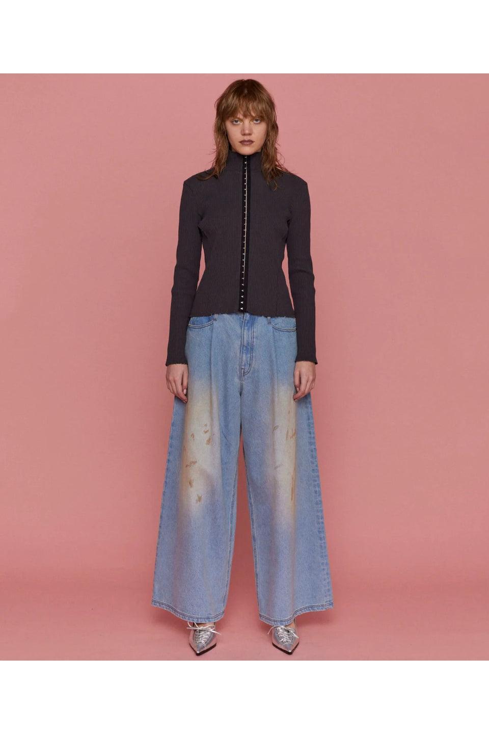 MAISON SPECIAL-Waist Tuck Wide Denim Pants-NOWALL