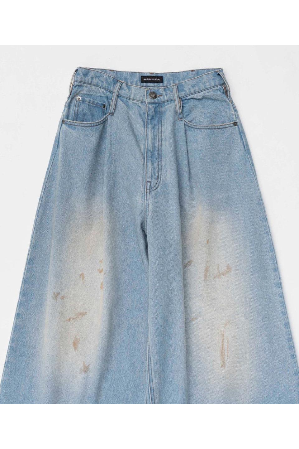 MAISON SPECIAL-Waist Tuck Wide Denim Pants-NOWALL
