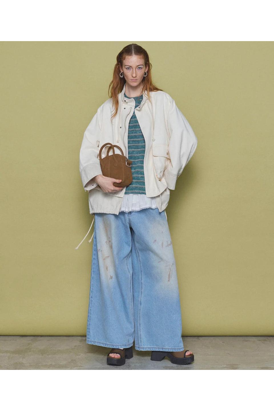 MAISON SPECIAL-Waist Tuck Wide Denim Pants-NOWALL