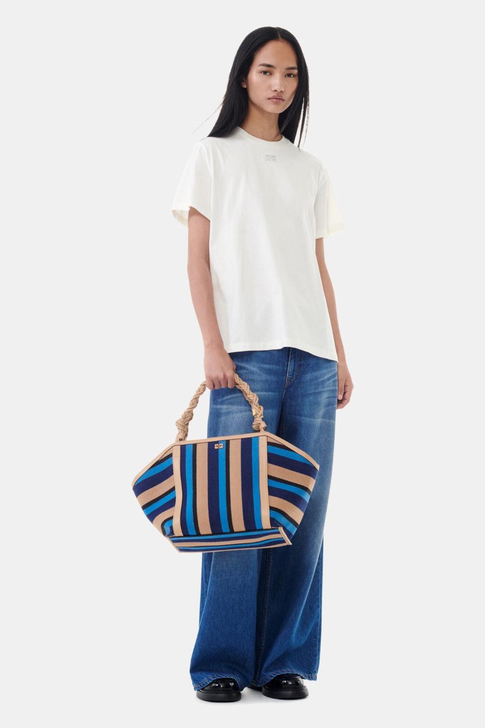 GANNI-White Basic Jersey Rhinestone Relaxed T-shirt-NOWALL