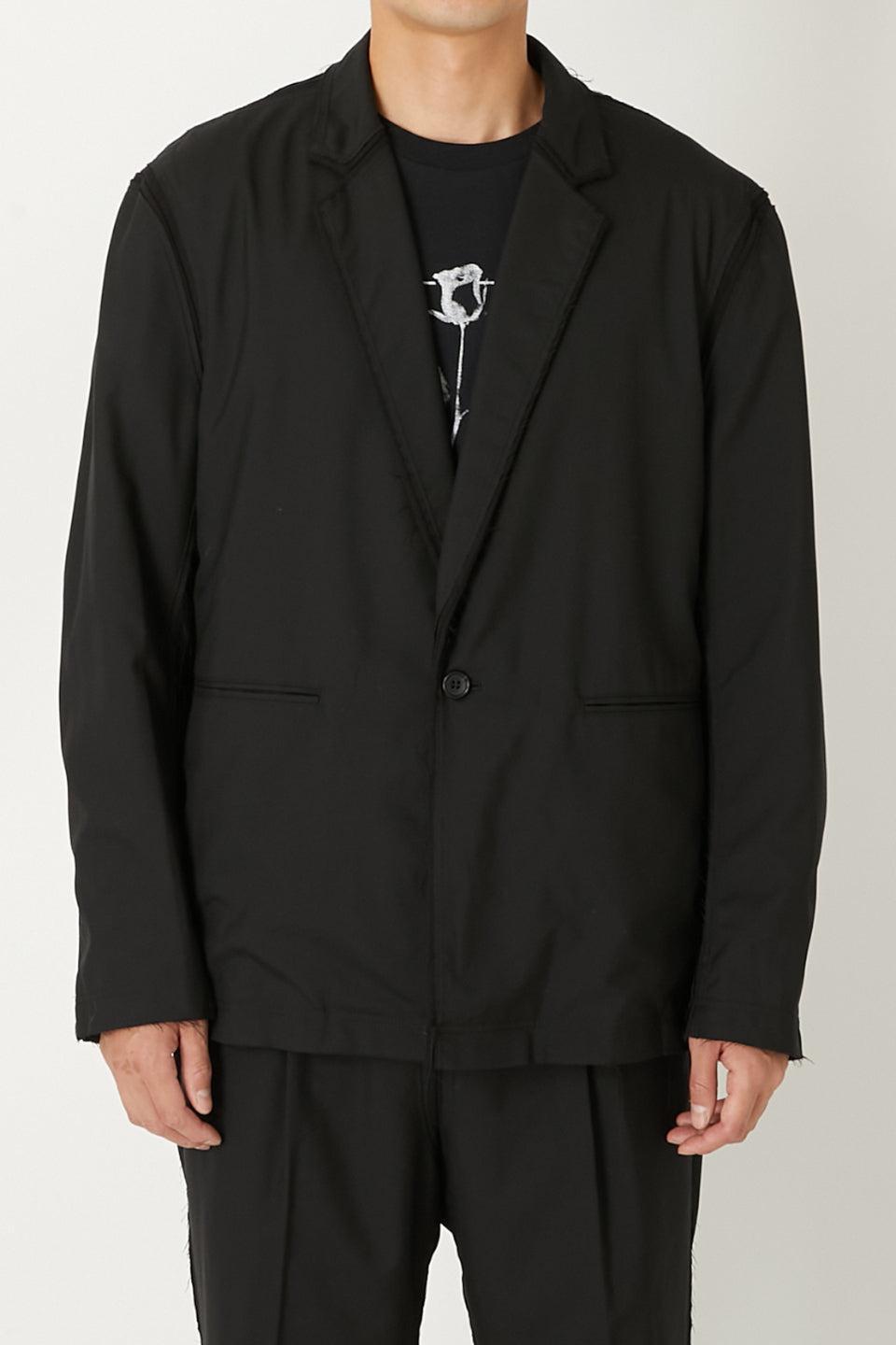 ALMOSTBLACK(オールモストブラック) - Woven Cut Off Layered Jacket 