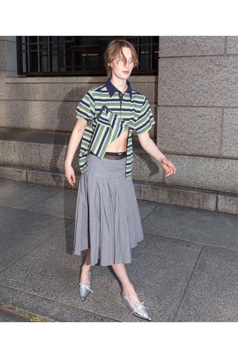 MAISON SPECIAL-Wrap Pleated Skirt-NOWALL