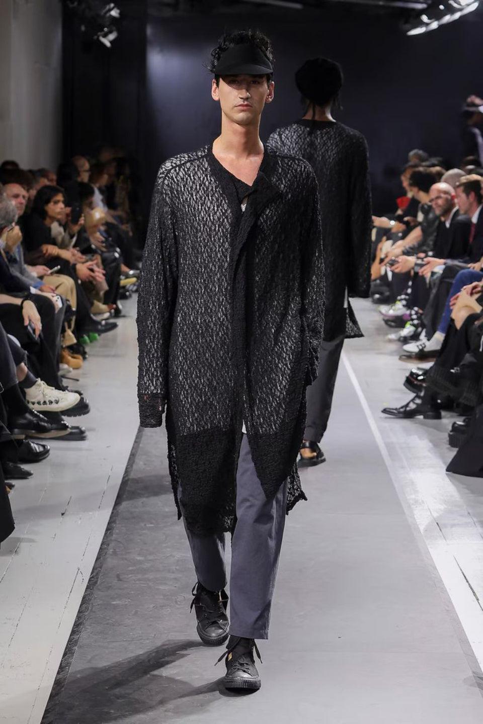 Yohji Yamamoto POUR HOMME-Wrinkle Flower Shipping Asymmetric Hem Cardigan-NOWALL