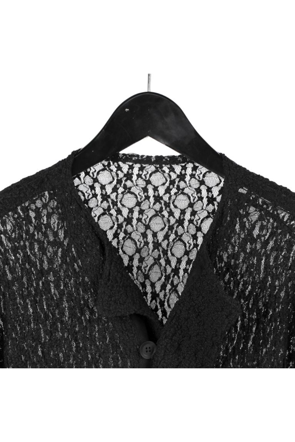 Yohji Yamamoto POUR HOMME-Wrinkle Flower Shipping Asymmetric Hem Cardigan-NOWALL