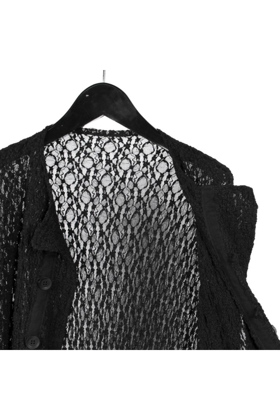 Yohji Yamamoto POUR HOMME-Wrinkle Flower Shipping Asymmetric Hem Cardigan-NOWALL