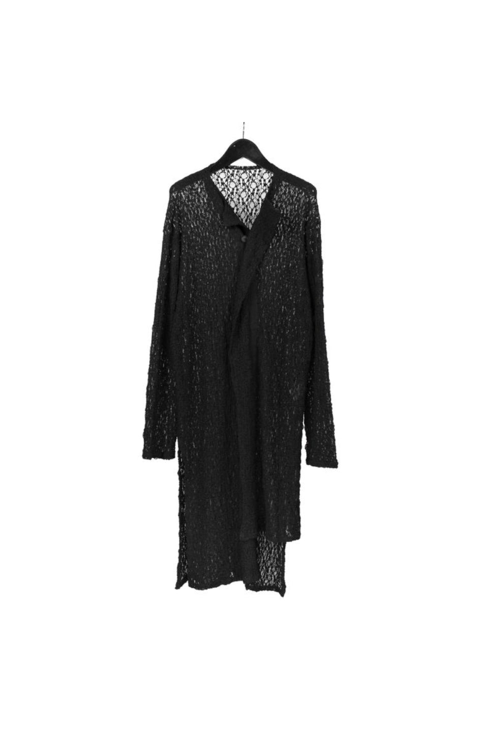 Yohji Yamamoto POUR HOMME-Wrinkle Flower Shipping Asymmetric Hem Cardigan-NOWALL