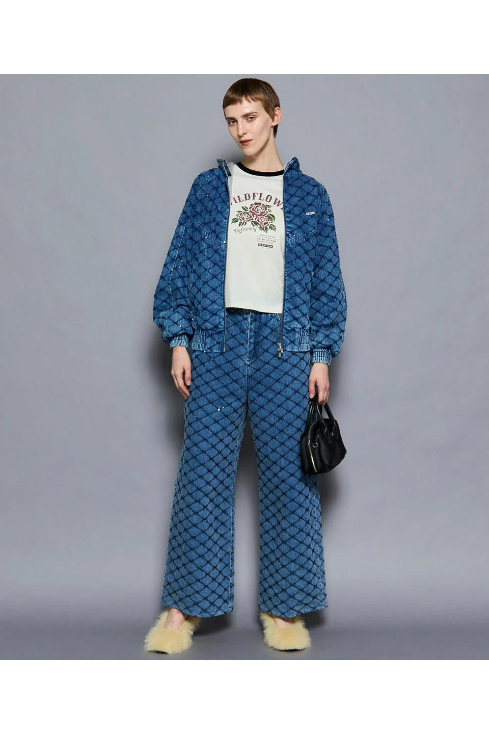 MAISON SPECIAL-【予約商品】Diamond Beads Embroidery Denim Hoodie-NOWALL