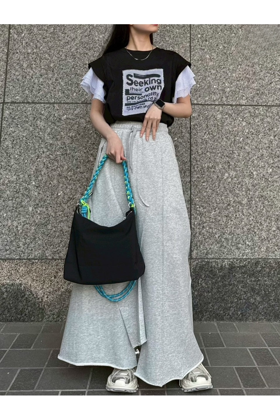 MICALLE MICALLE-Zip Detail Wide Pants-NOWALL