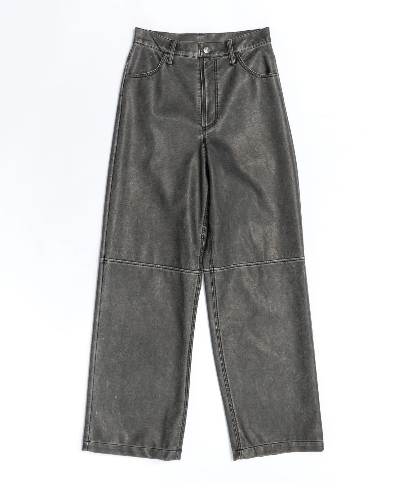 MAISON SPECIAL-Washed Vegan Leather Wide Straight Pants-NOWALL