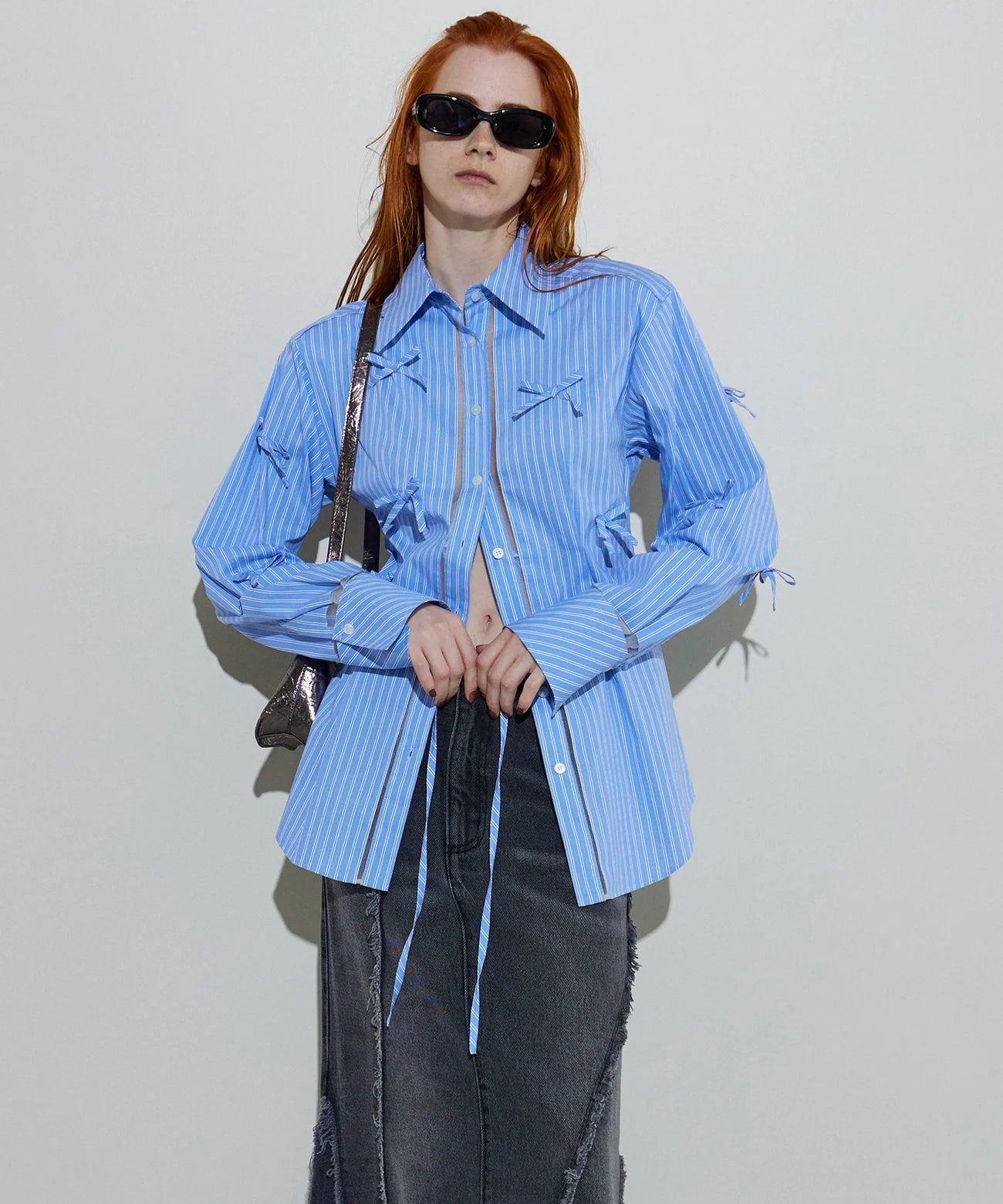 MAISON SPECIAL-Many Ribbon Narrow Shirt-NOWALL