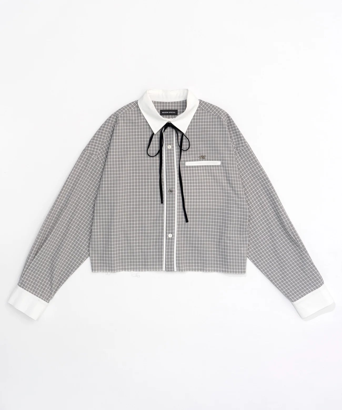 MAISON SPECIAL-Ribbon Short Length Cleric Shirt-NOWALL