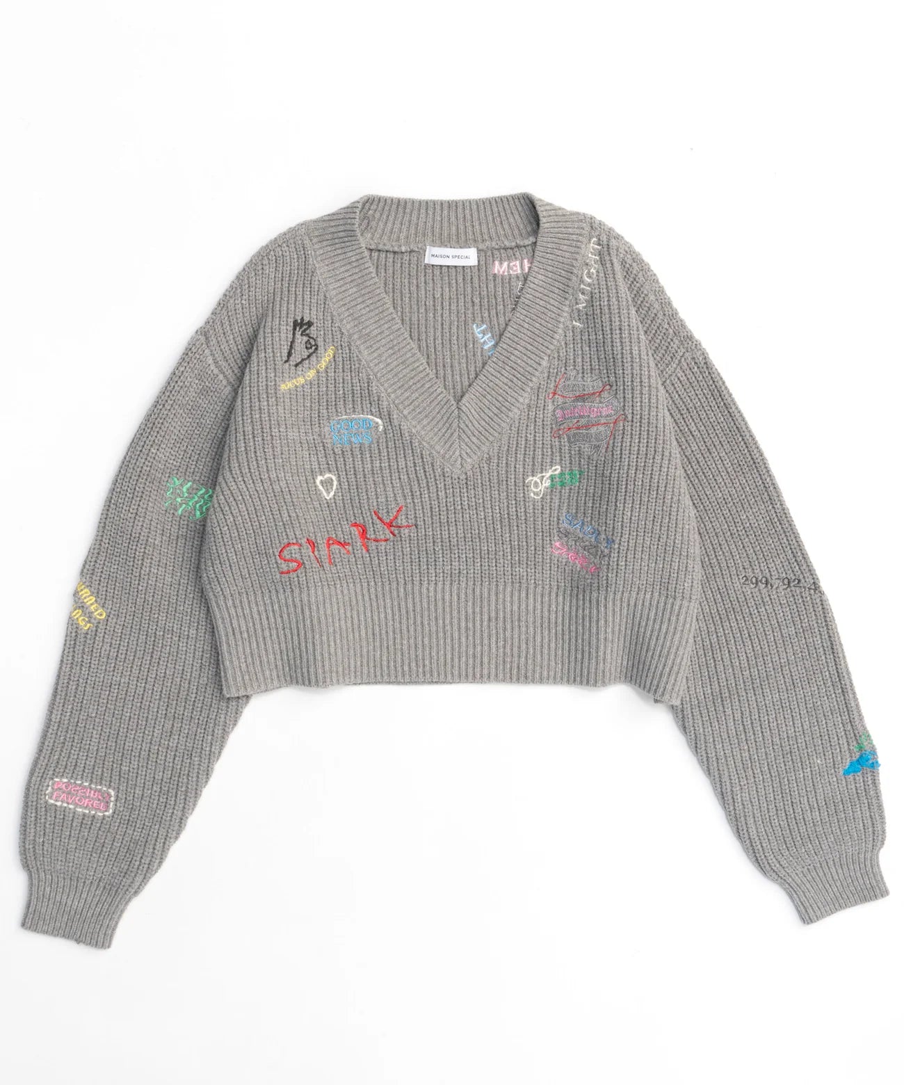 MAISON SPECIAL-【予約販売】V-neck Embroidery Knitwear-NOWALL