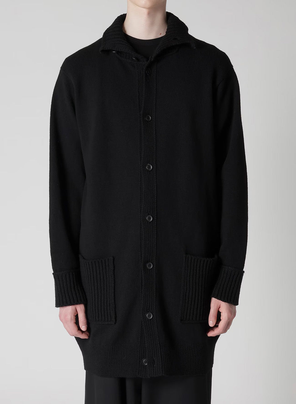 Yohji Yamamoto POUR HOMME-7G Jersey 3G Rib Designed Neck Long Cardigan-NOWALL