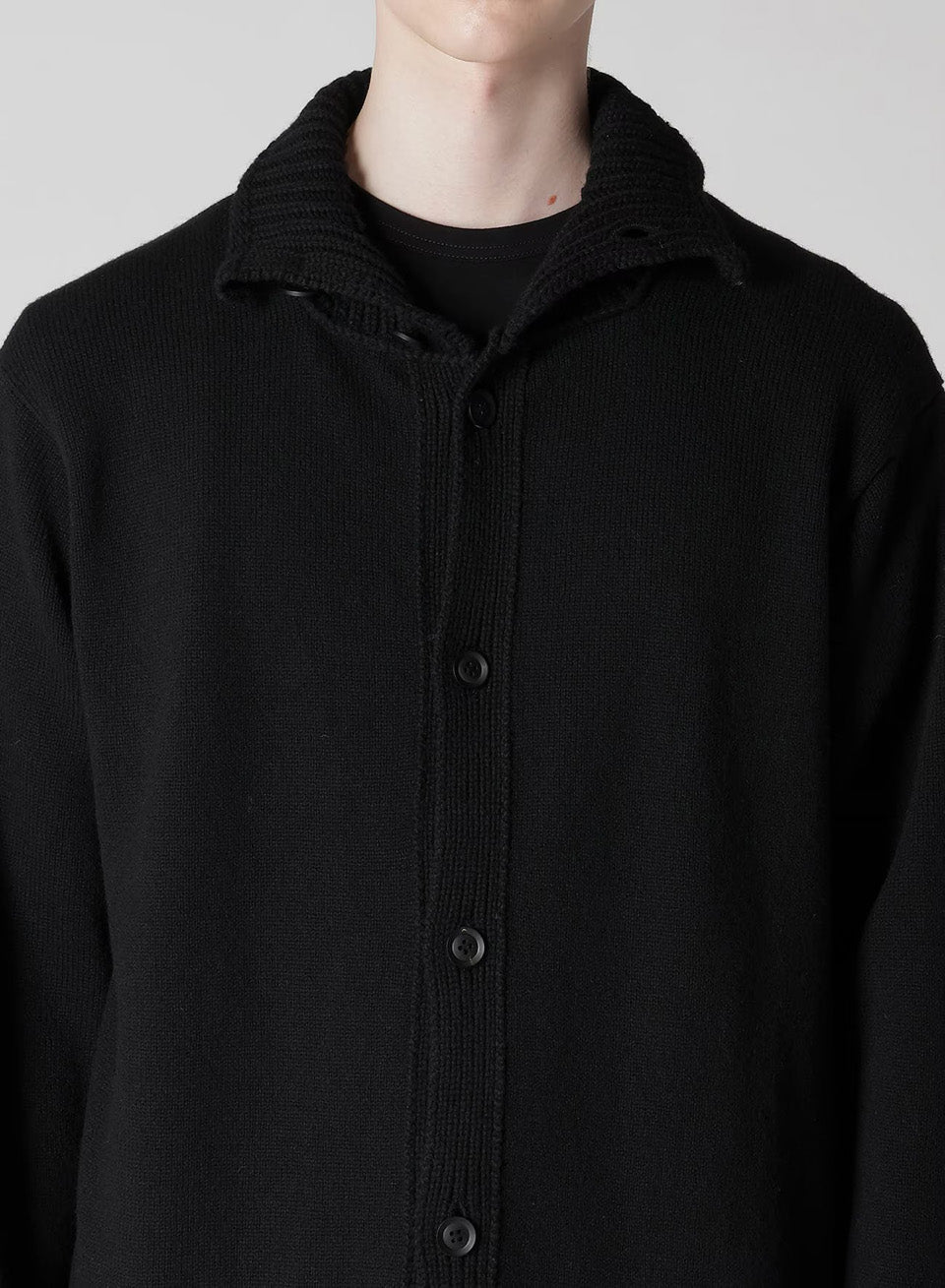 Yohji Yamamoto POUR HOMME-7G Jersey 3G Rib Designed Neck Long Cardigan-NOWALL