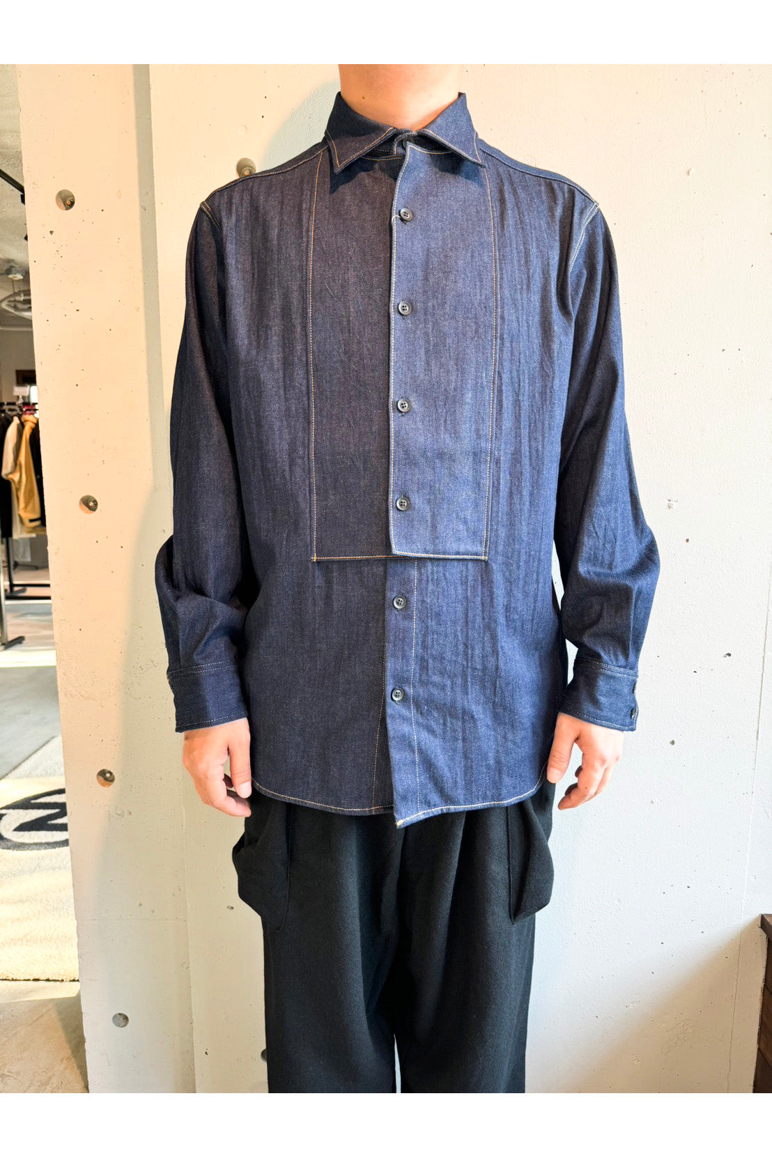 Yohji Yamamoto POUR HOMME-8OZ Denim Double Fron Shirt-NOWALL