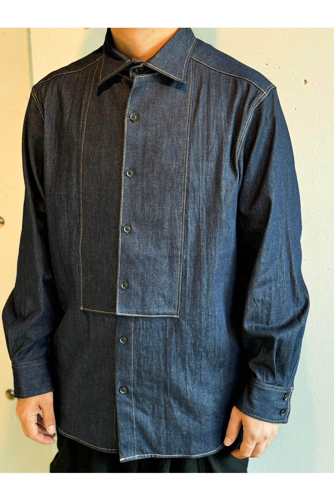 Yohji Yamamoto POUR HOMME-8OZ Denim Double Fron Shirt-NOWALL