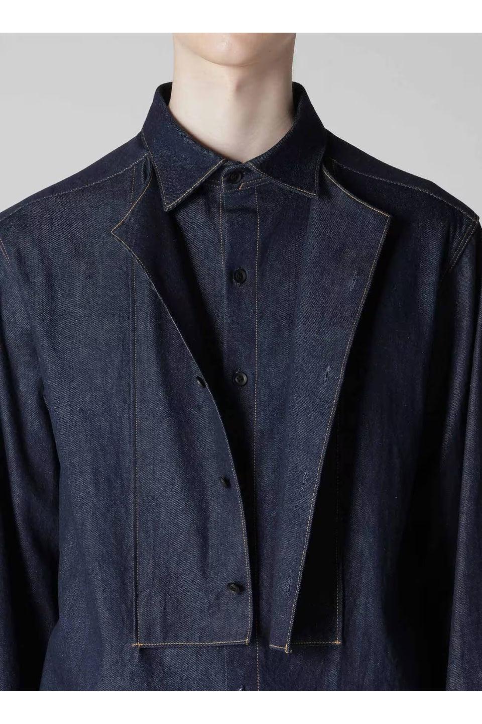 Yohji Yamamoto POUR HOMME-8OZ Denim Double Fron Shirt-NOWALL