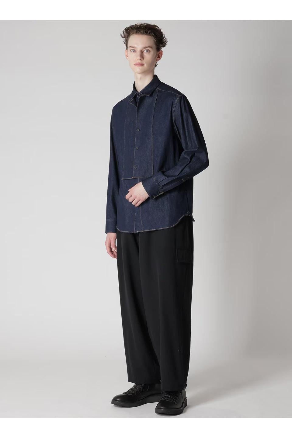 Yohji Yamamoto POUR HOMME - 8OZ Denim Double Fron Shirt 長袖シャツ デニムシャツ ヨウジヤマモト