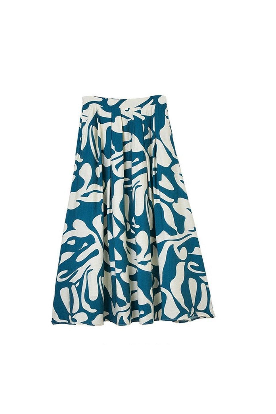 MICALLE MICALLE-Abstract Print Flare Skirt-NOWALL