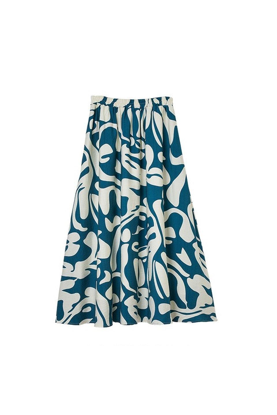 MICALLE MICALLE-Abstract Print Flare Skirt-NOWALL