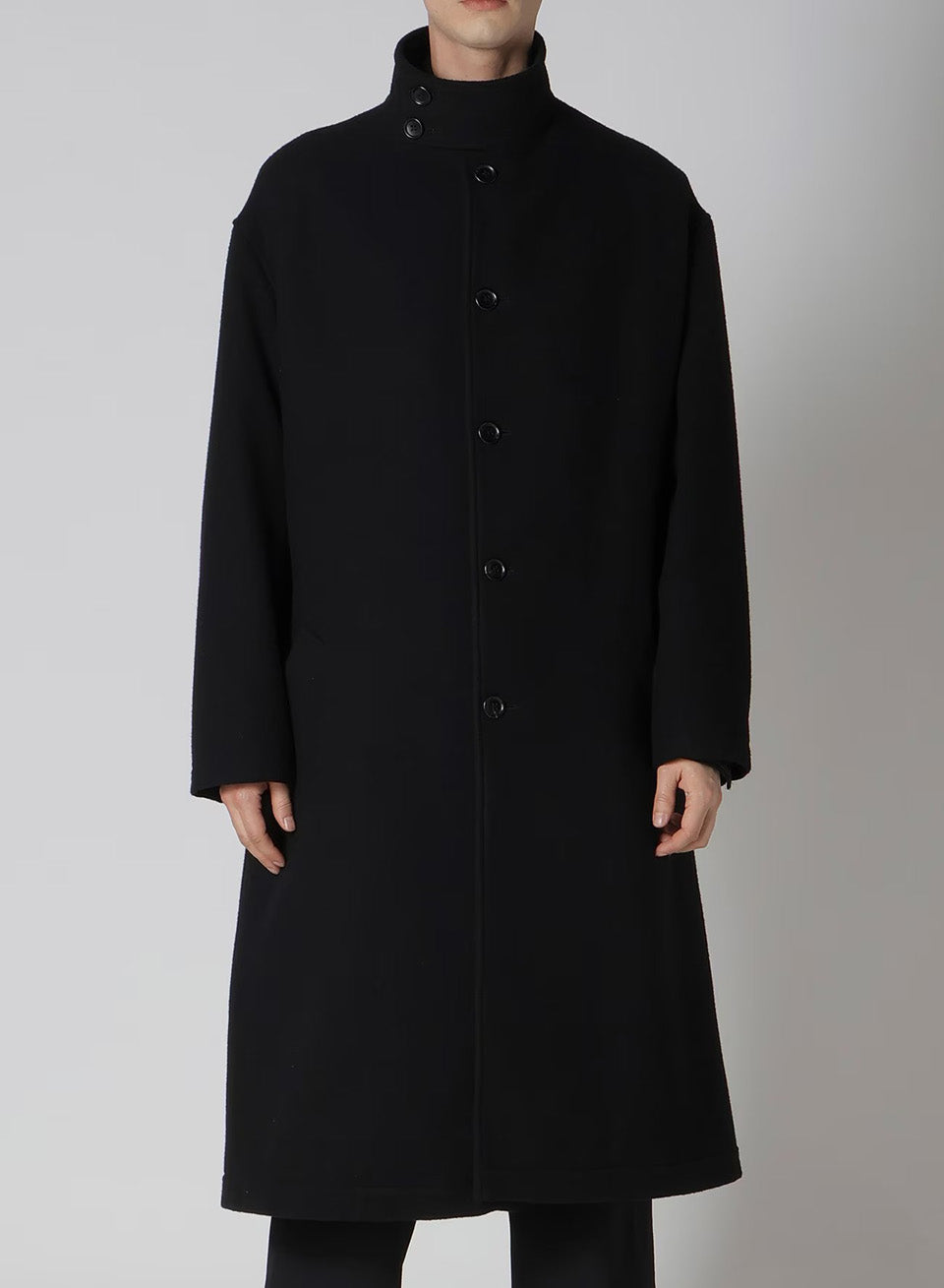 Yohji Yamamoto POUR HOMME-Airy Mosser Stand Collar Coat-NOWALL