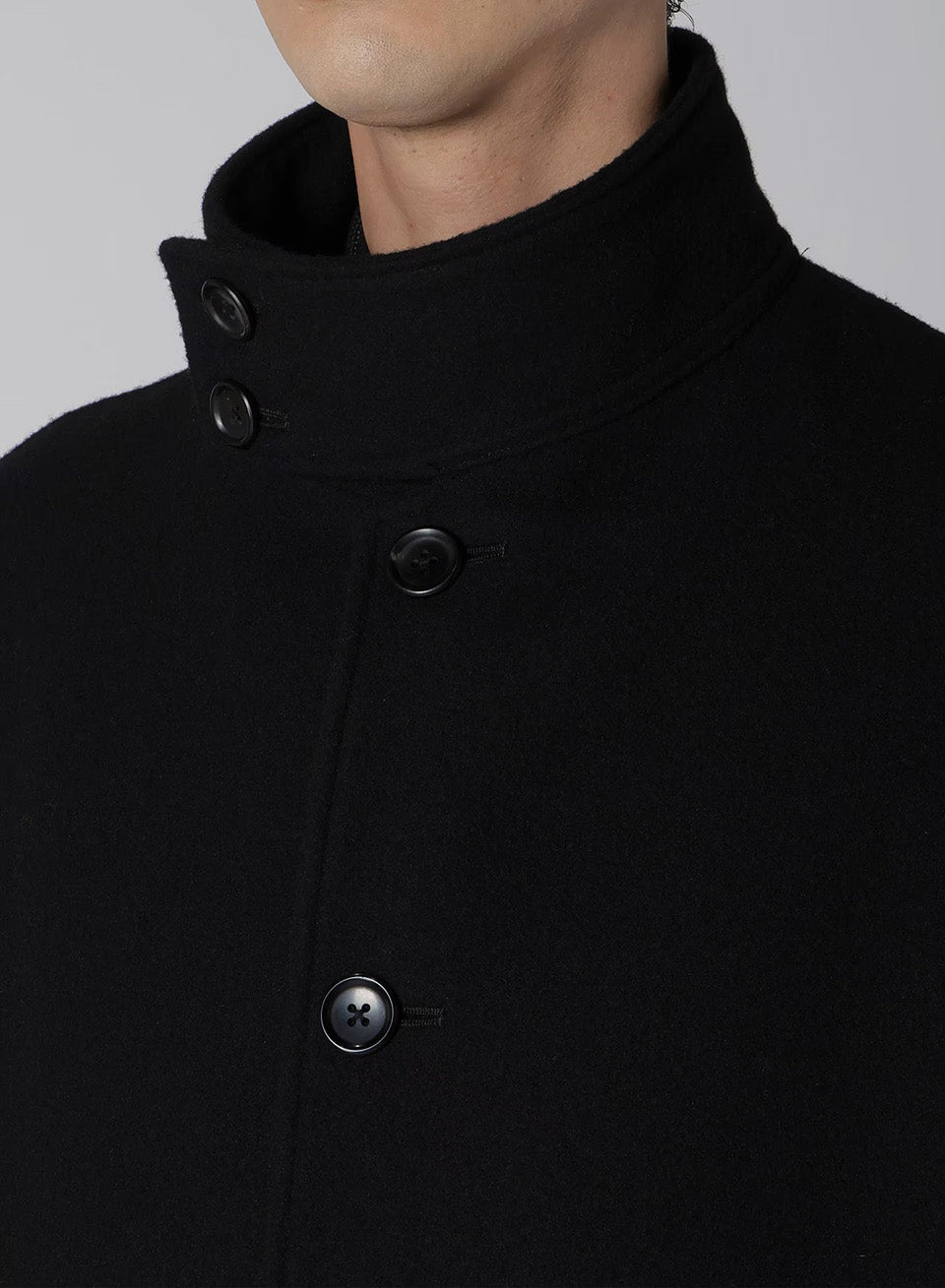 Yohji Yamamoto POUR HOMME-Airy Mosser Stand Collar Coat-NOWALL