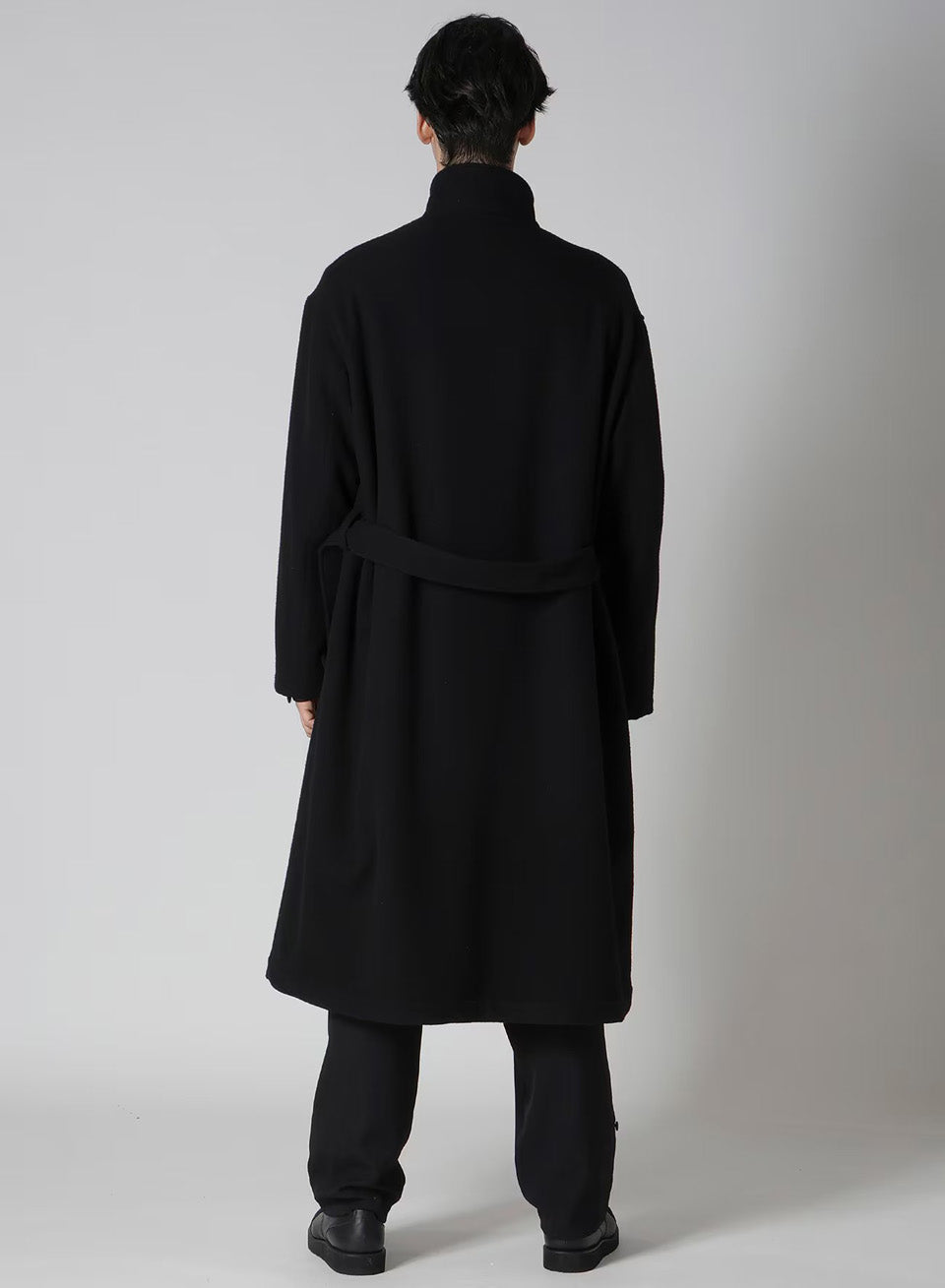 Yohji Yamamoto POUR HOMME-Airy Mosser Stand Collar Coat-NOWALL