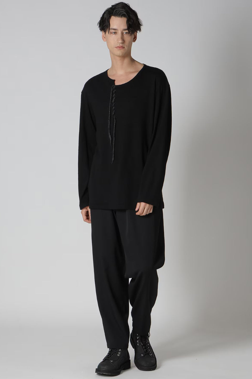 Yohji Yamamoto POUR HOMME-Airy Spun Embroidery Long Sleeve-NOWALL