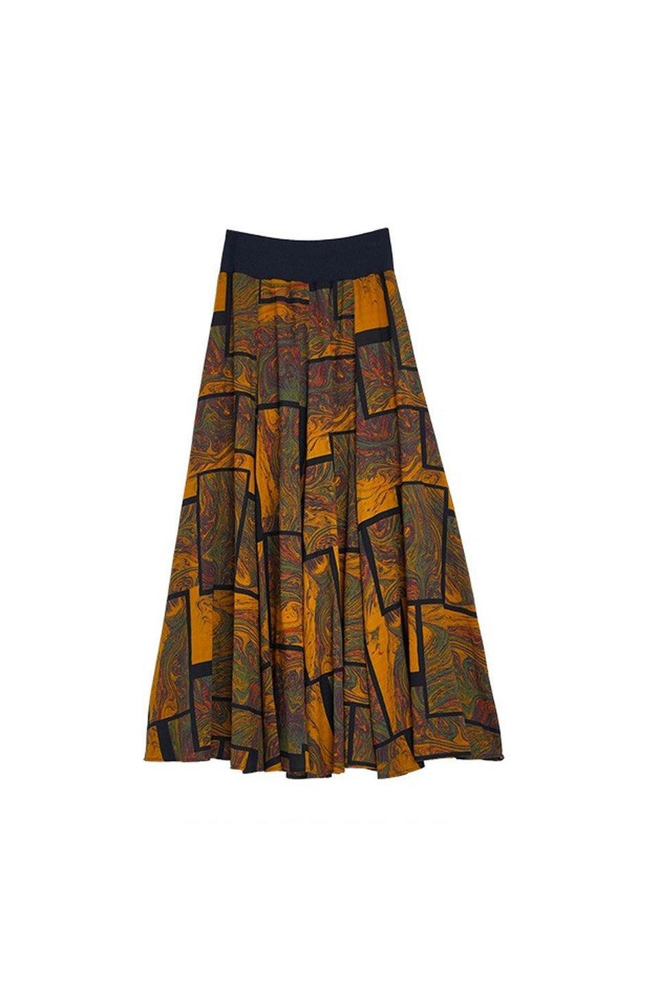 MICALLE MICALLE-Art Print Flare Skirt-NOWALL