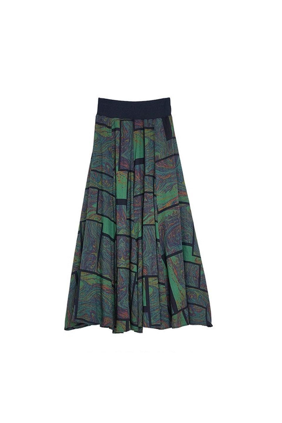 MICALLE MICALLE-Art Print Flare Skirt-NOWALL