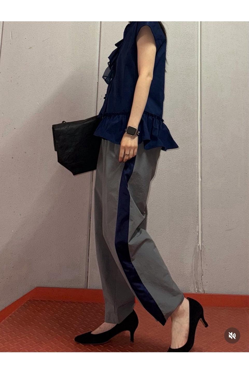 MICALLE MICALLE-Asymmetric Frill Sleeveless Blouse-NOWALL