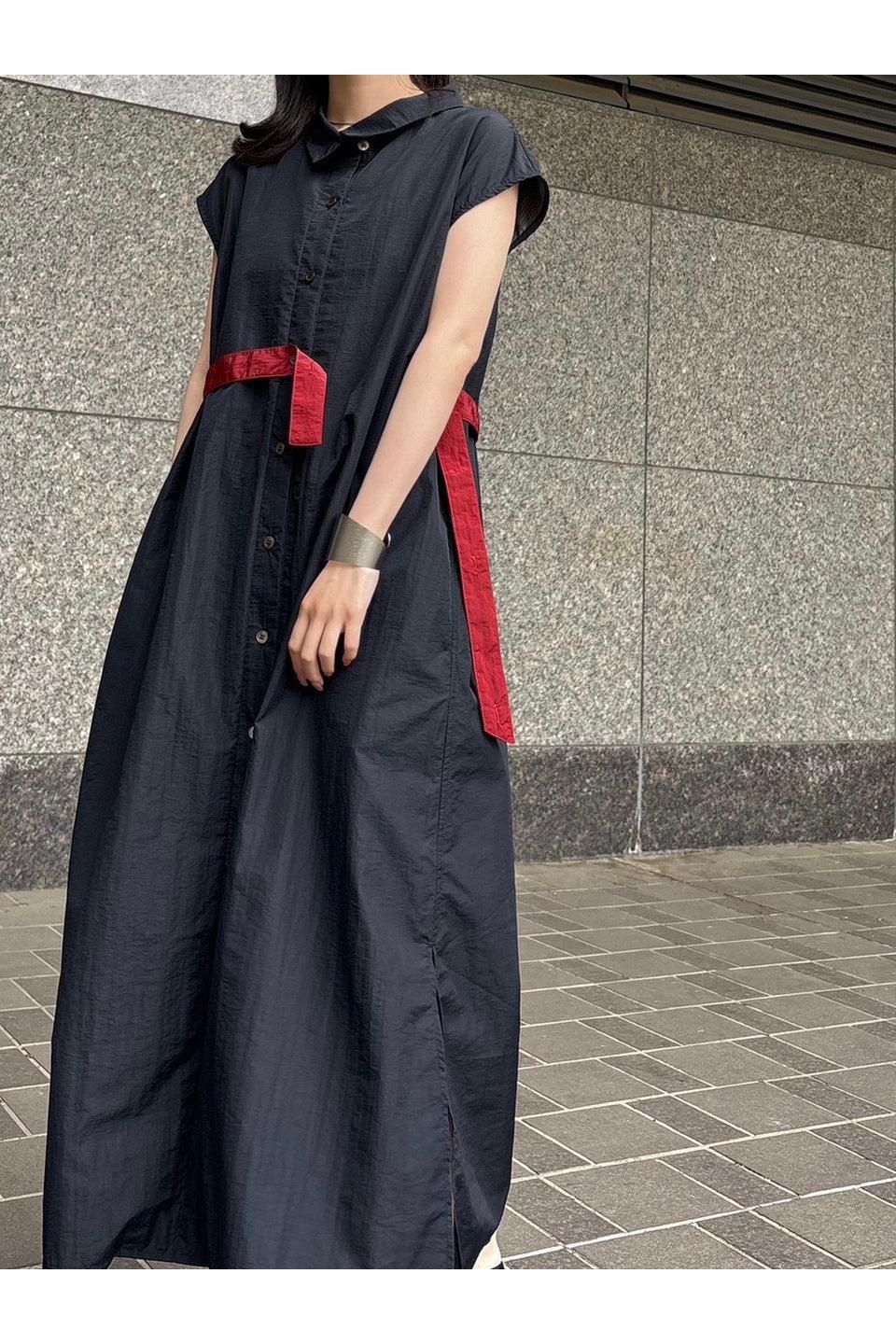 MICALLE MICALLE-Asymmetrical Strap Shirt Dress-NOWALL
