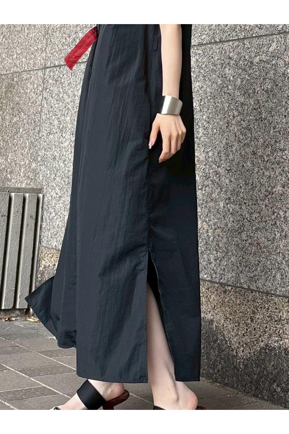 MICALLE MICALLE-Asymmetrical Strap Shirt Dress-NOWALL